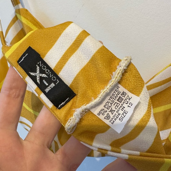 Yellow striped matching set, wide leg pant and bra top festival outfit - Picture 11 of 11